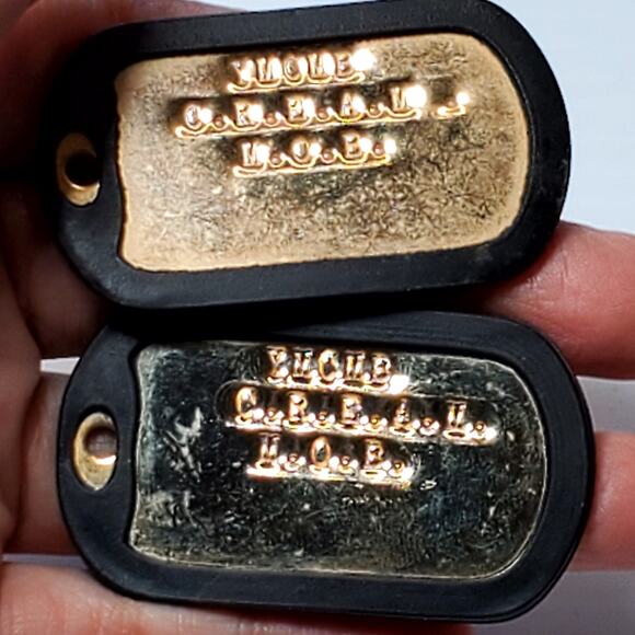 YMCME c.r.e.a.m m.o.b Embossed Brass Dog Tags - Picture 2 of 4